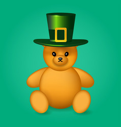 Realistic Teddy Bear In Green Top Hat