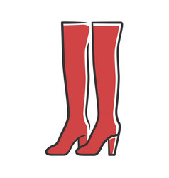 Thigh High Boots Red Color Icon Woman Stylish