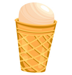 Vanilla Ice Cream Scoop In Waffle Cone Cartoon