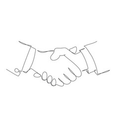 Handshake One Line Drawing Isolated On White