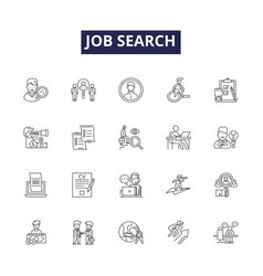 Job Search Line Icons And Signs Search