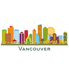 Vancouver Canada City Skyline With Color