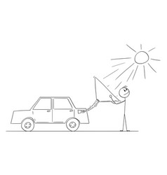 Person Catching Sun Energy To Power Electric Car