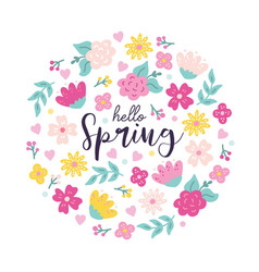 Hello Spring Greeting Card With Flowers