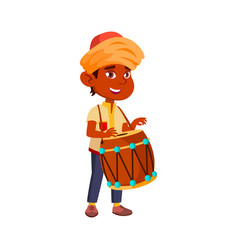 Indian Boy Kid Playing On Table Cartoon