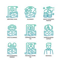 Individual Income Tax Icon Set