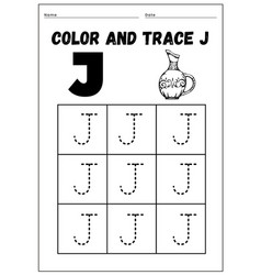 Color And Trace Alphabet J Worksheet