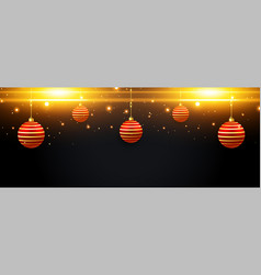 Merry Christmas Sparkles Banner With Red Golden