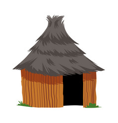 African Hut Or Log With Thatched Roof Flat