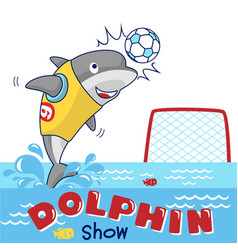 Cartoon Dolphin Playing Water Polo