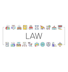 Law Notary Advising Collection Icons Set