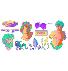 Psychedelic Stickers With Antique Greek Sculpture