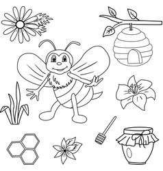 Cartoon Bee For Children Coloring Book Clipart