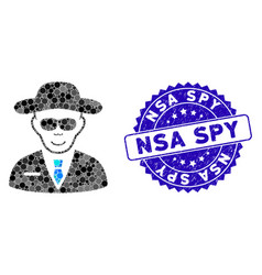 Collage Spy Icon With Grunge Nsa Spy Seal