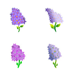 Lilac Blossom Icons Set Cartoon Colorful