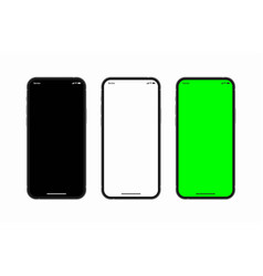 Realistic 3d Mobile Phone Set With Black White