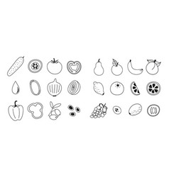 Collection Of Contour Icons Of Vegetables