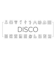 Disco Party Music Night Dance Icons Set