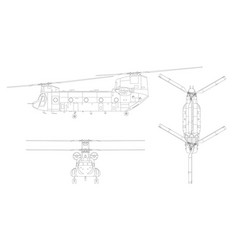 Military Transport Helicopter Isolated Outline