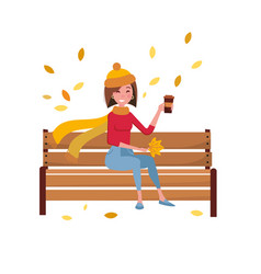 Young Woman Character Sitting Alone On Bench