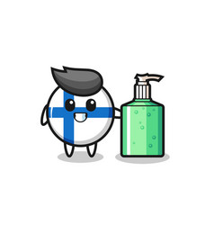 Cute Finland Flag Badge Cartoon With Hand