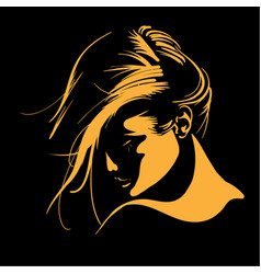 Woman Face Silhouette In Backlight Low Key