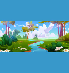 Cartoon Forest Landscape With River