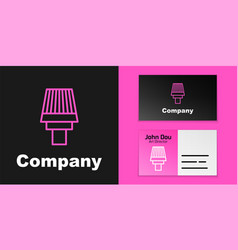 Pink Line Car Air Filter Icon Isolated On Black