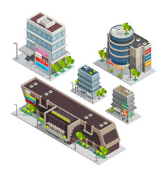 Shopping Center Buildings Complex Isometric