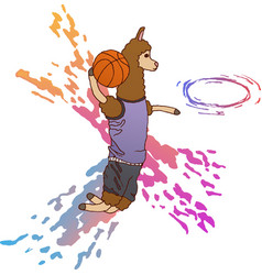 A Lama Playing Basketball Animal