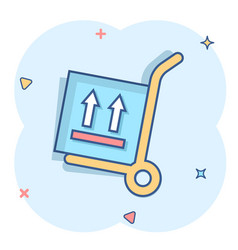 Cargo Trolley Icon In Comic Style Delivery Box