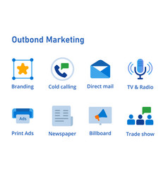 Outbound Marketing Icon Collection Branding Cold