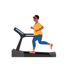 Plump Woman Running On Treadmill To Lose Weight