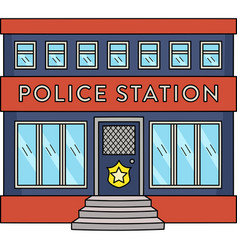 Police Station Cartoon Colored Clipart