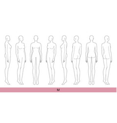 Set Of M Size Women Fashion Template 9 Nine Head