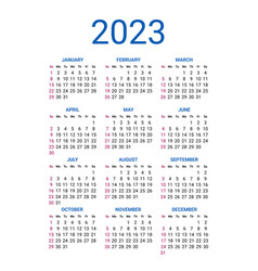 2023 Year Calendar Week Starts On Sunday Mockup