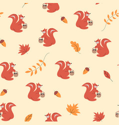 Cute Cartoon Little Bright Squirrel Pattern