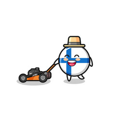 Finland Flag Badge Character Using Lawn Mower