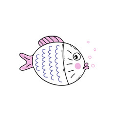 Funny Cute Round Fish Undersea World