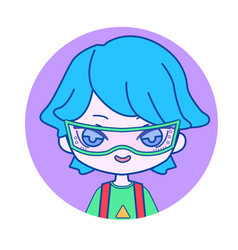 Trendy Chibi Portrait Of Cyberpunk Boy With Blue