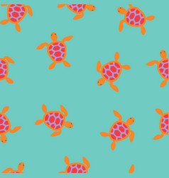 Turtle Seamless Pattern Turquoise And Orange