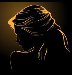 Woman Face Silhouette In Backlight Low Key