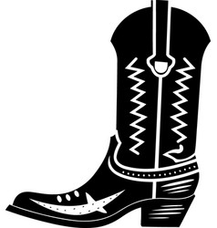 Black And White Silhouette Cowboy Boot Shoe