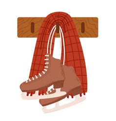 Male Ice Skates Hanging On Laces With Scarf