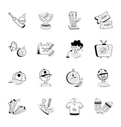 Modern Collection Of Cricket Doodle Icons