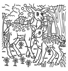 Mother Deer And Baby Deer Coloring Page For Kids