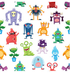 Cartoon Monster Characters Seamless Pattern