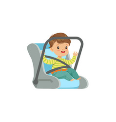 Two little boys sitting in child car seats Vector Image