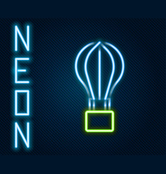 Glowing Neon Line Hot Air Balloon Icon Isolated