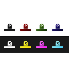 Set Security Camera Icon Isolated On Black And